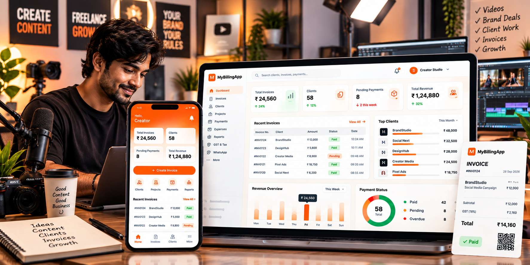 Creators & Growing Businesses billing on MyBillingApp