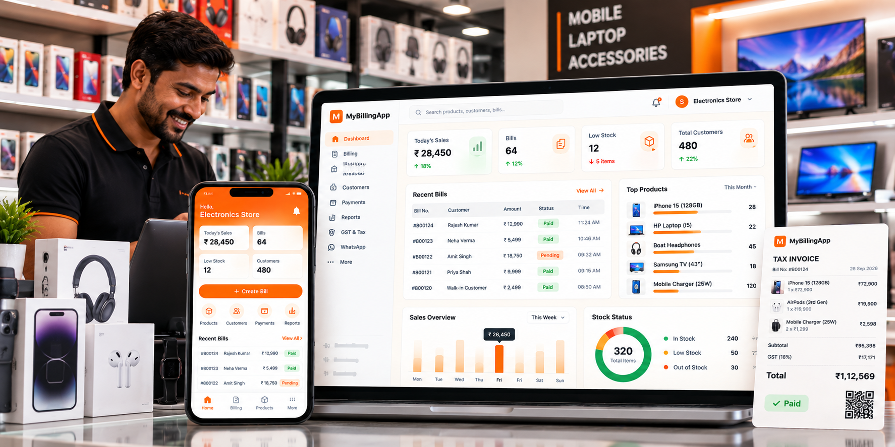 Electronics billing on MyBillingApp