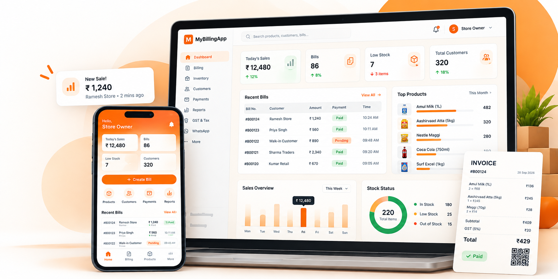 MyBillingApp billing dashboard