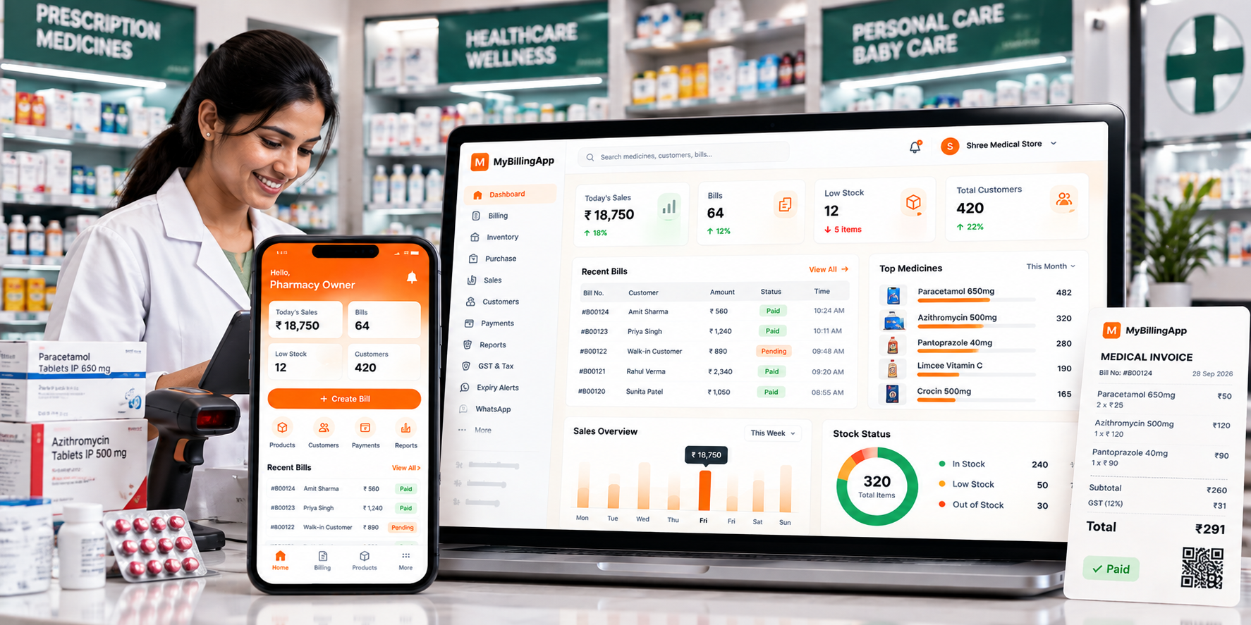 Medical / Pharmacy billing on MyBillingApp